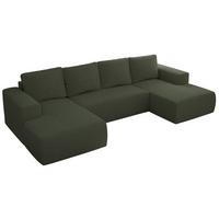 WOHNLANDSCHAFT TRENTINO U Grün Boucle - Schwarz/Grün, Kunststoff/Textil (334/91/163cm) - MKS