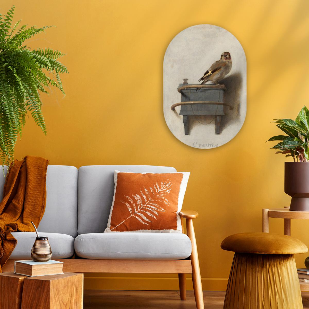 WANDBILD Stieglitz - Alter Meister - Carel Fabritius Deko Wohnzimmer 40x60 cm - Grau, Kunststoff (40/60cm) - MuchoWow