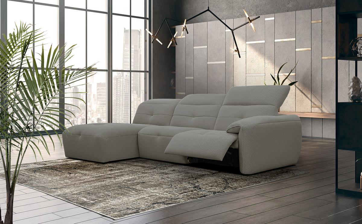 ECKSOFA TRENTO 4-Sitzer mit 1 Relaxfunktion, taupe - Taupe/Schwarz, Holzwerkstoff/Kunststoff (165/262cm) - Wozimo