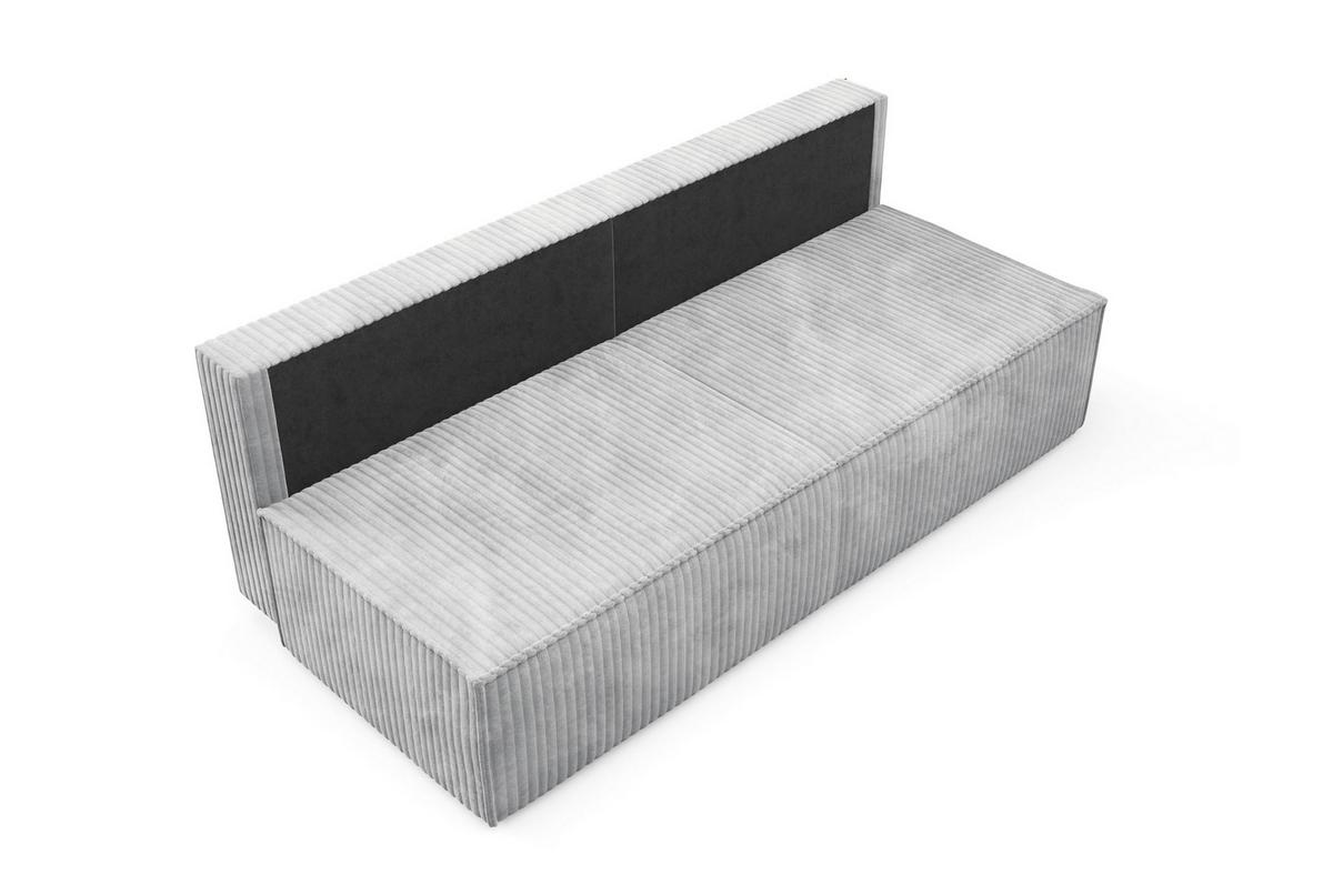 BETTSOFA TESSO Grau Kordstoff mit Schlaffunktion - Weiß, Holz (202/74/94cm) - MASSENO