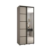 SCHWEBETÜRENSCHRANK 235,2/110/60 2-türig - Kaschmir/Schwarz, Holz/Metall (110/235.2/60cm) - MÖBEL KRYSPOL
