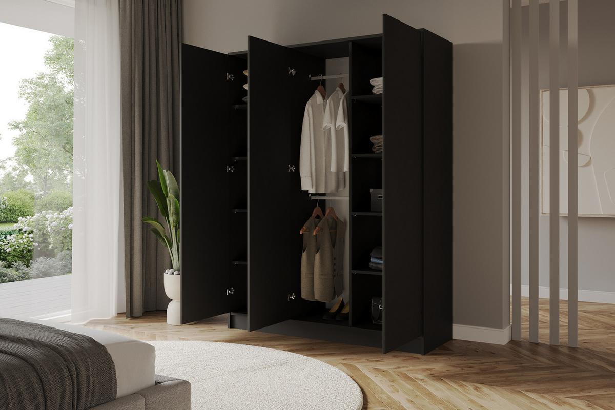 KLEIDERSCHRANK - GALA - 150 - Schwarz - Schwarz, Holzwerkstoff (150/200/51cm) - ALTDECOR