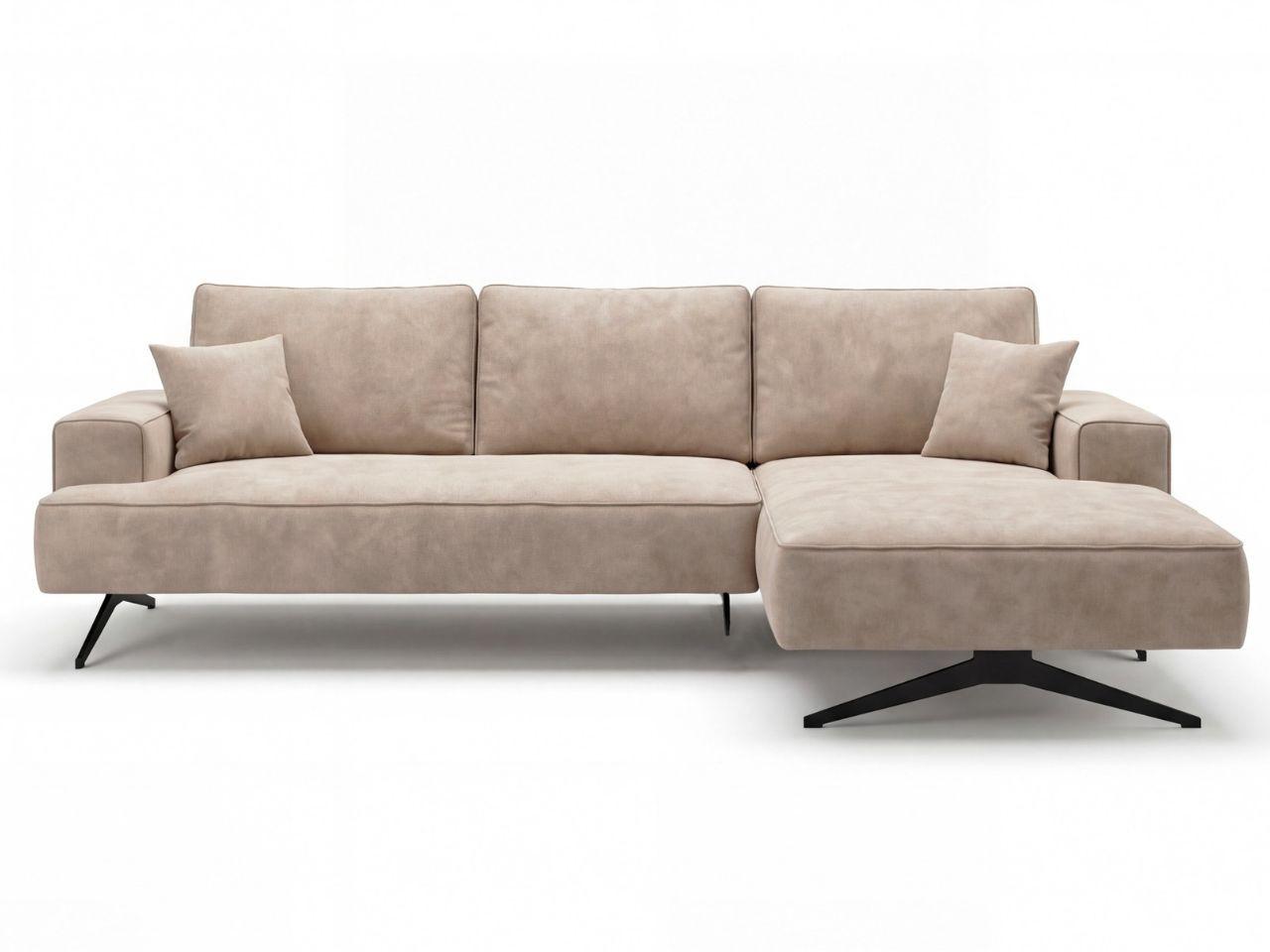ECKSOFA Leto Beige Rechts - Beige/Schwarz, Holz/Textil (165/260cm) - Graingold