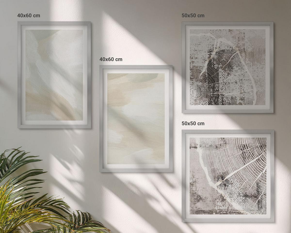BILDER SET 4er Set - 50x50 cm & 40x60 cm Silberner Rahmen - Minimalismus der Farbstruktur - Silberfarben, Kunststoff (50/50cm) - TULUP
