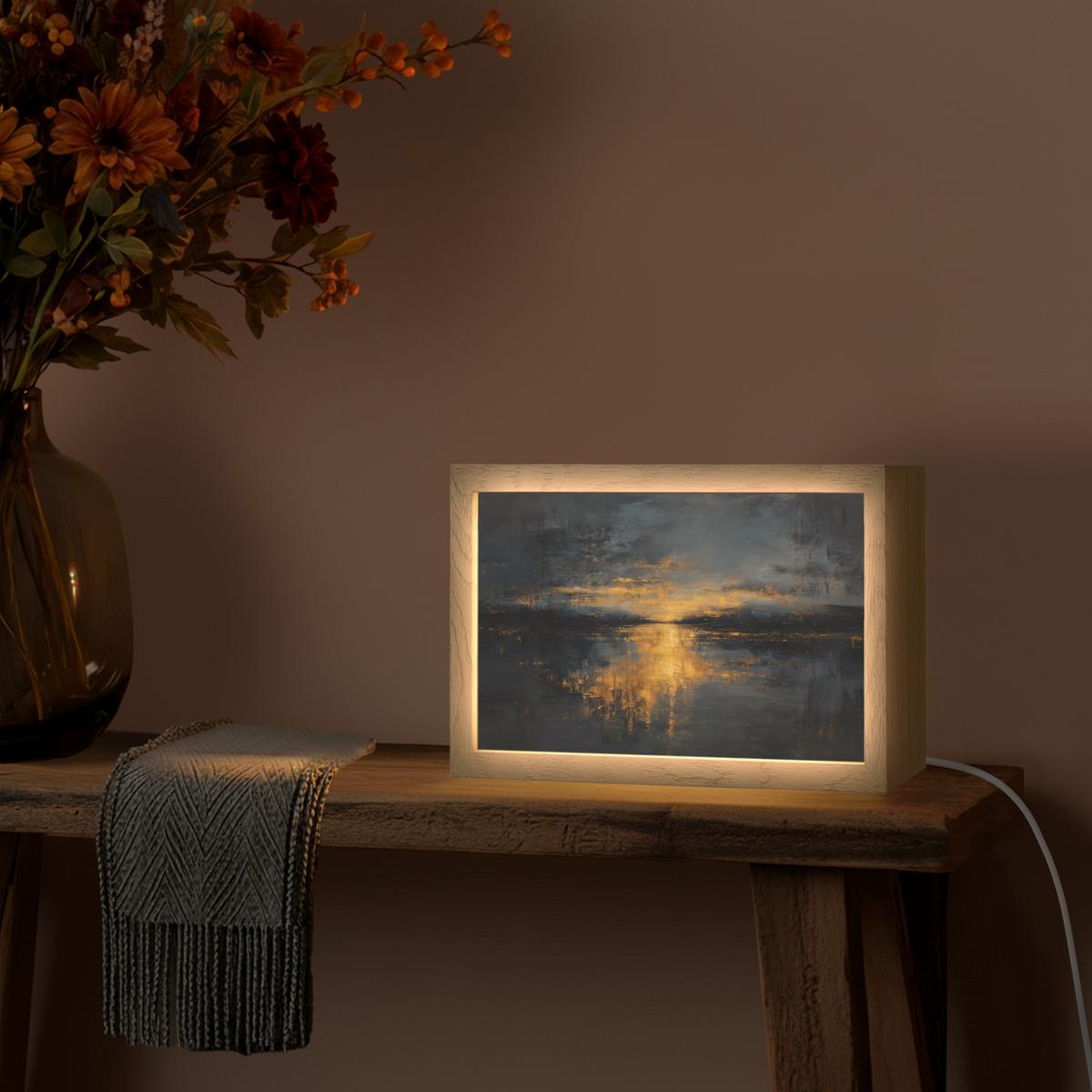 TISCHLEUCHTE Goldene Reflexion auf dem Wasser 30x20 cm - Beere, Holzwerkstoff (8/30/20cm) - OnlyWow