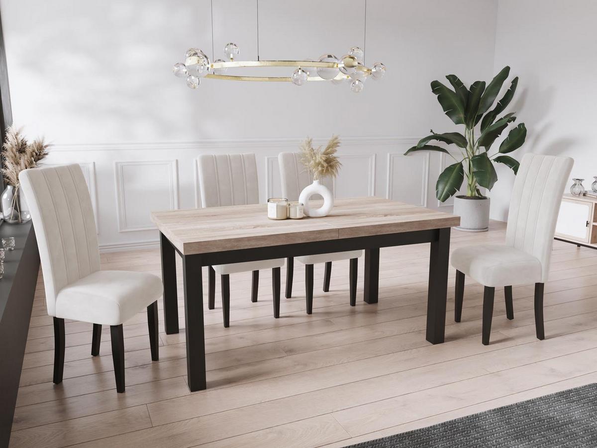 ESSTISCH Gemini rechteckig ausziehbar, Sonoma Eiche 160-210/90/78 cm - Schwarz/Sonoma Eiche, Holz/Holzwerkstoff (90/210/78cm) - WFL GROUP