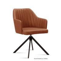 ARMLEHNSTUHL drehbar (2er-Set) Dennie 58x81x60 Schwarz/Cognac - Cognac/Schwarz, Kunststoff (60/81/58cm) - 58aufmkessel