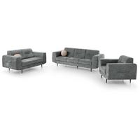 SITZGARNITUR Venezia mit Metallbeinen, dunkelgrau - Dunkelgrau/Schwarz, Holzwerkstoff/Metall (233/85/94cm) - Beautysofa