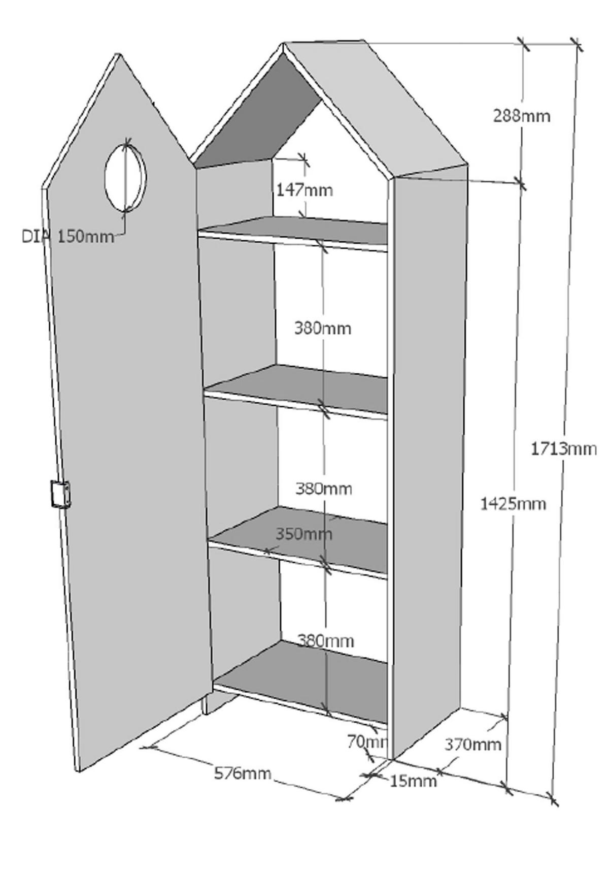REGALSCHRANK Kania 58x37x171 MDF+Holzwerkstoff Weiß - Weiß, Holzwerkstoff (58/171/37cm) - 58aufmkessel