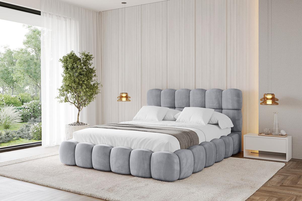 POLSTERBETT mit Bettkasten und Lattenrost, Boxbett ohne Matratze - LEYA 160x200 Hellgrau - Hellgrau, Holzwerkstoff/Textil (160/200cm) - ALTDECOR