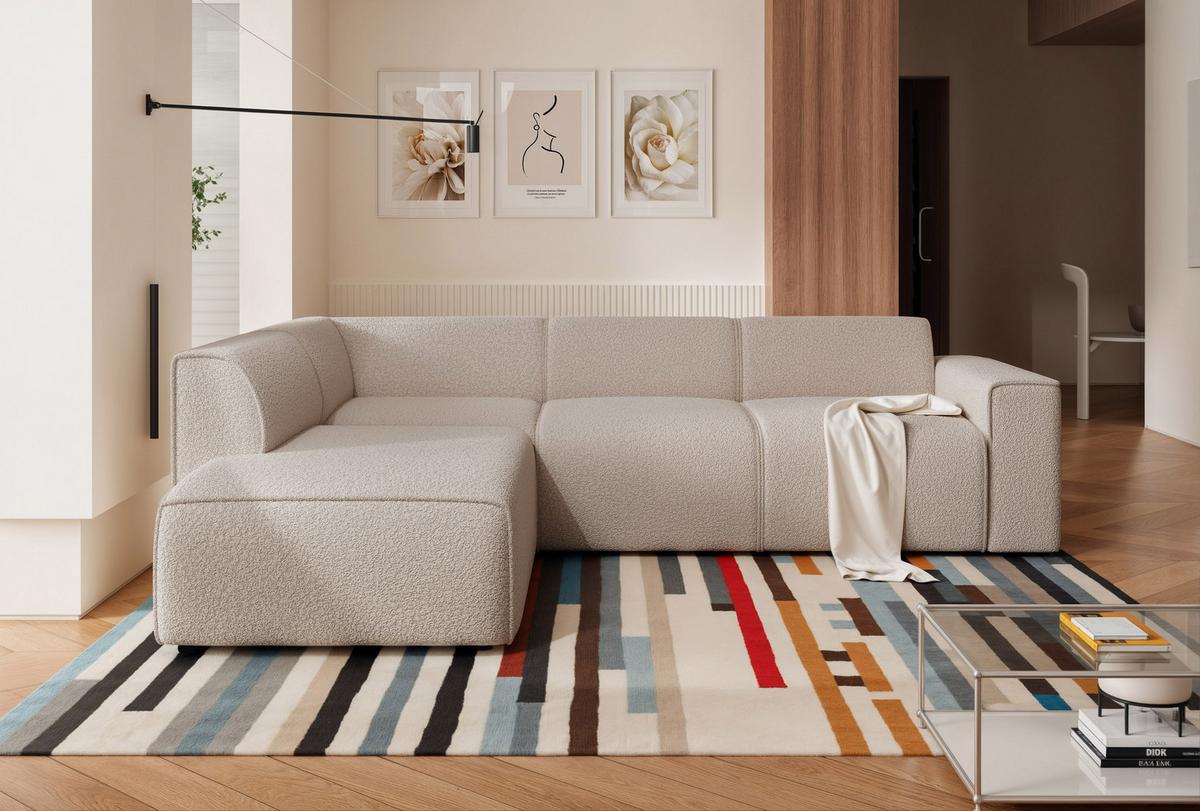 ECKSOFA ZAVO Links Feiner Mischstoff in Beige - Beige, Kunststoff/Textil (310/218cm) - Idohome