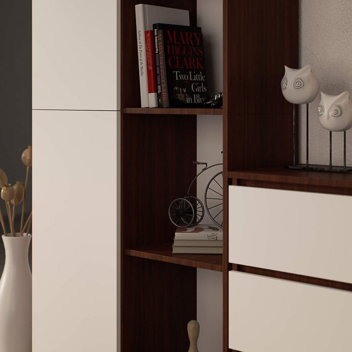 STANDREGAL Dunkelbraun, Weiß 180/80/35 - Dunkelbraun/Weiß, Holzwerkstoff (80/180/35cm) - RAUMHIRSCH FURNITURE