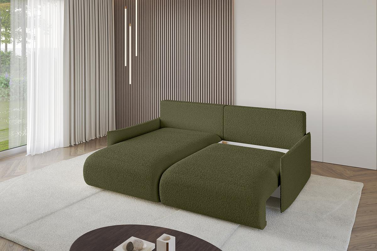 ECKSOFA Ottomane links ONESK-L -v1 216x177x72 Grün Bouclé - Olivgrün, Holzwerkstoff/Kunststoff (216/177cm) - ALTDECOR