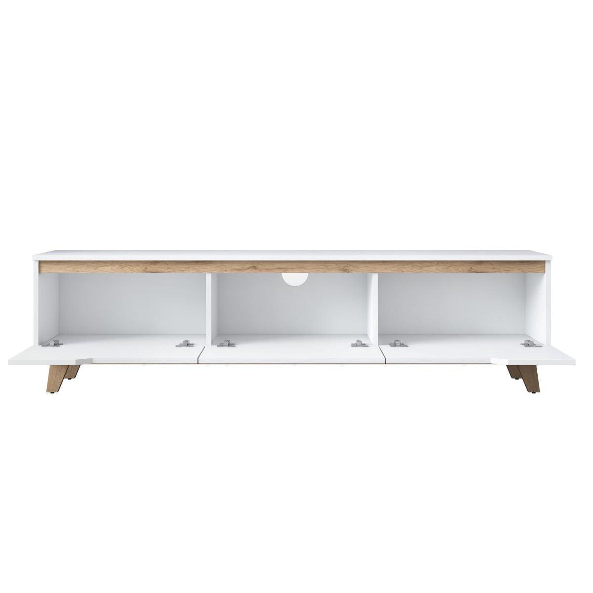 TV-MÖBEL mit 3 Türen weiß - L180 cm - Weiß, Holzwerkstoff (35/48.6/12.5cm) - Calicosy