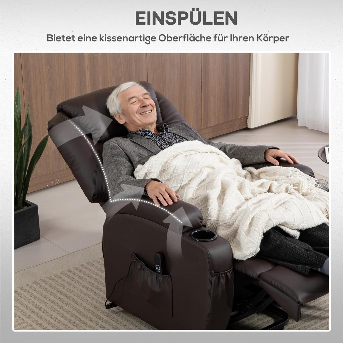 RELAXSESSEL Kunstleder Metall Bräune - Schwarz/Braun, Textil/Metall (83/107/95cm) - HOMCOM