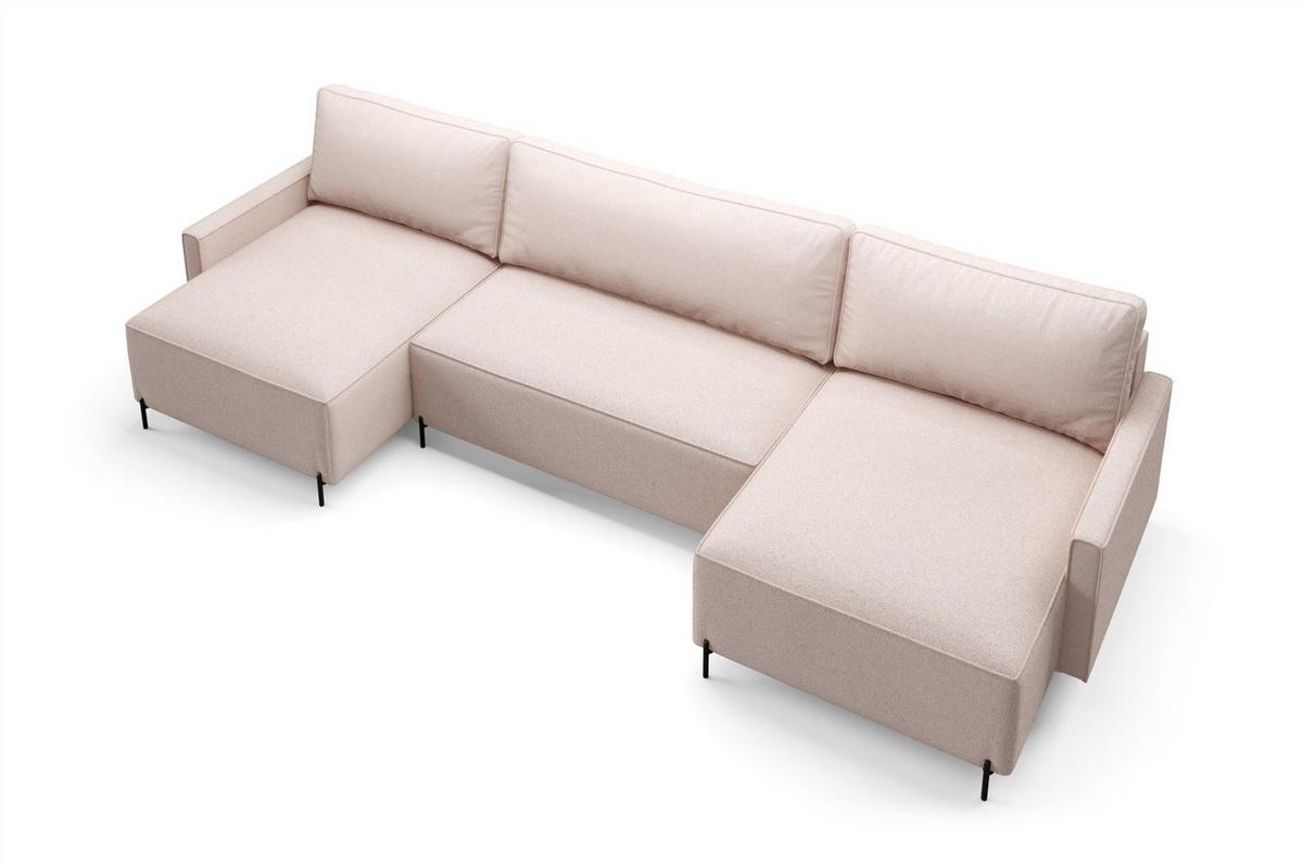 WOHNLANDSCHAFT Braga - Dunkelgrau, Holzwerkstoff/Textil (372/80/153cm) - Fun Möbel