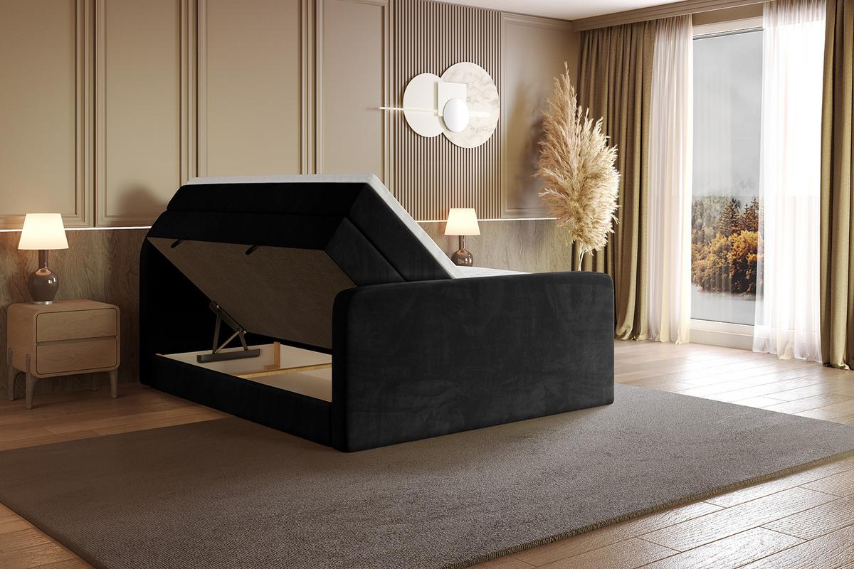BOXSPRINGBETT mit Matratze und Lattenrost - NOX-Z KING-200x200 - Schwarz Casablanca - Schwarz, Holzwerkstoff (200/200cm) - ALTDECOR