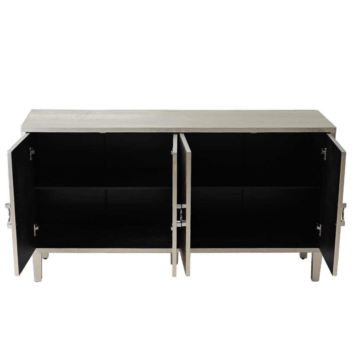 SIDEBOARD Grau Holzoptik mit 4 Türen & Kiefernholzbeinen - Grau, Holzwerkstoff (152/83/40cm) - Urban Meuble