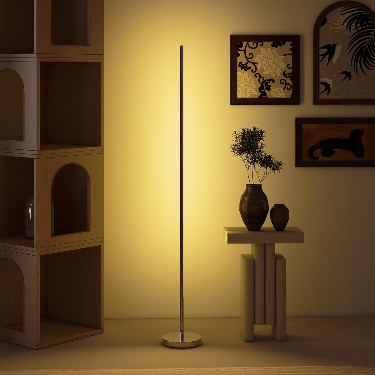 STEH-LAMPE Stahl Aluminium Silber - Silberfarben, Metall (20/20/150cm) - HOMCOM