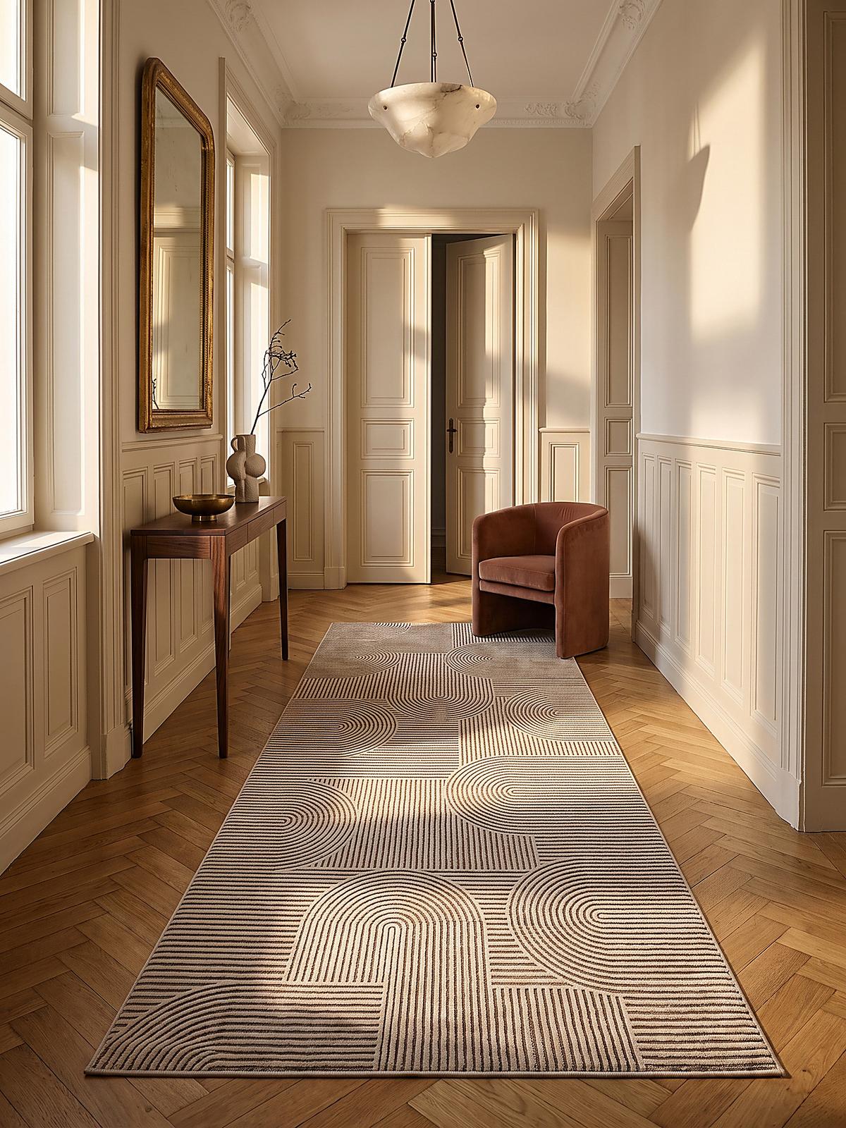 TEPPICH Kurzflor ERESMA Geometrisch Polyester Beige 80 x 150 cm - Beige, Textil (80/150cm) - KADIMA DESIGN