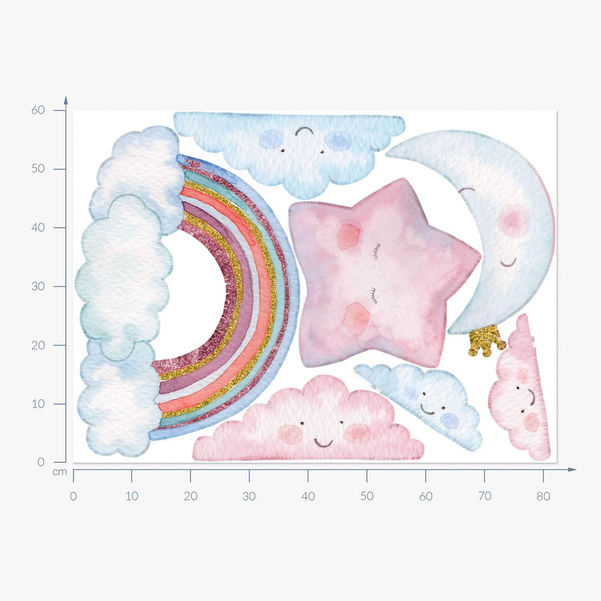 WANDAUFKLEBER 60x82cm - Der Himmel bei Nacht - Multicolor, Kunststoff (60/82/0.1cm) - Wallfluent