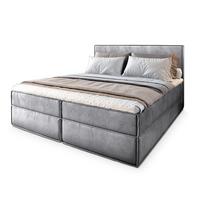 BOXBETT PELLIO 200x200 cm mit Matratze und Topper, H2+H3 - Hellgrau - Hellgrau, Holz (200/200cm) - MASSENO