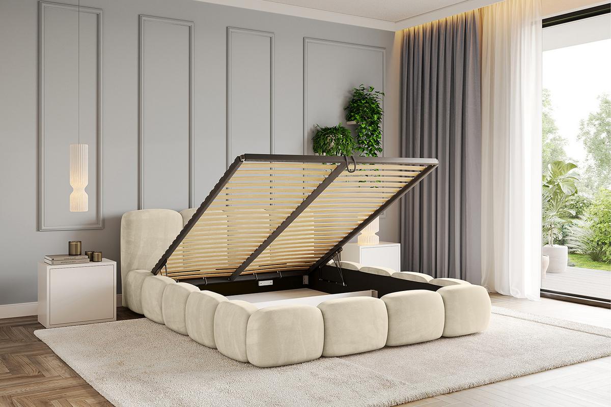 POLSTERBETT mit Bettkasten und Lattenrost, Boxbett ohne Matratze - KALA-v1 200x200 Beige - Beige, Holzwerkstoff/Textil (200/200cm) - ALTDECOR