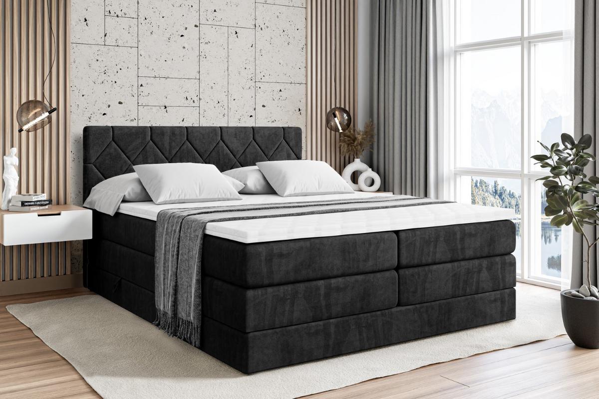 BOXSPRINGBETT CATOR KING - 120x200 - H3/H4 - Schwarz - Schwarz, Holzwerkstoff (120/200cm) - ALTDECOR