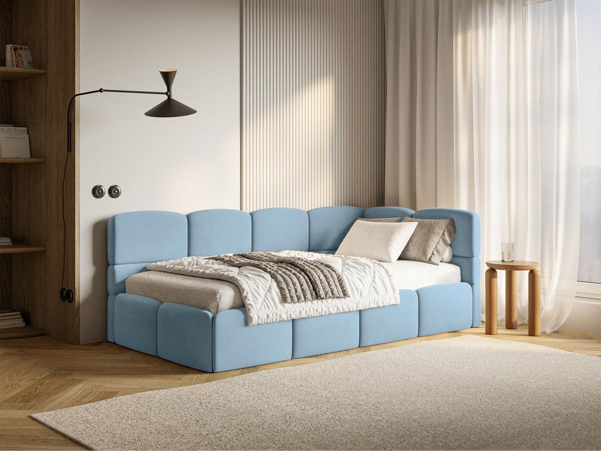 JUGENDBETT Cloudy Hellblau 120 x 200 cm - Blau/Schwarz, Kunststoff/Textil (120/200cm) - Selsey