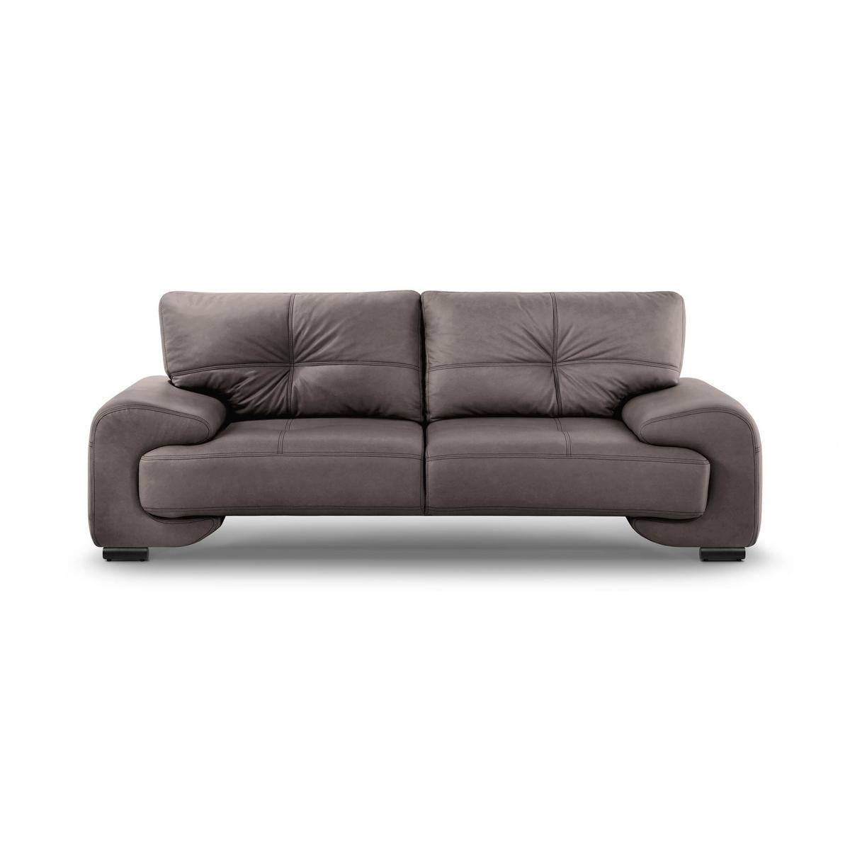 3-SITZER SOFA Omega aus Kunstleder, Hellbraun - Hellbraun/Schwarz, Leder (225/88/98cm) - Beautysofa