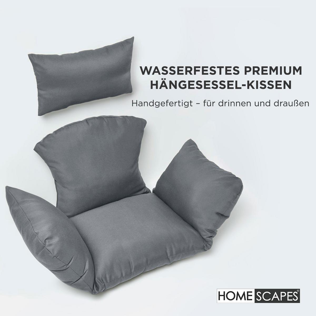 HÄNGESESSEL-KISSEN wetterfest mit Kopfstütze - Grau, Textil (110/15/112cm) - Homescapes