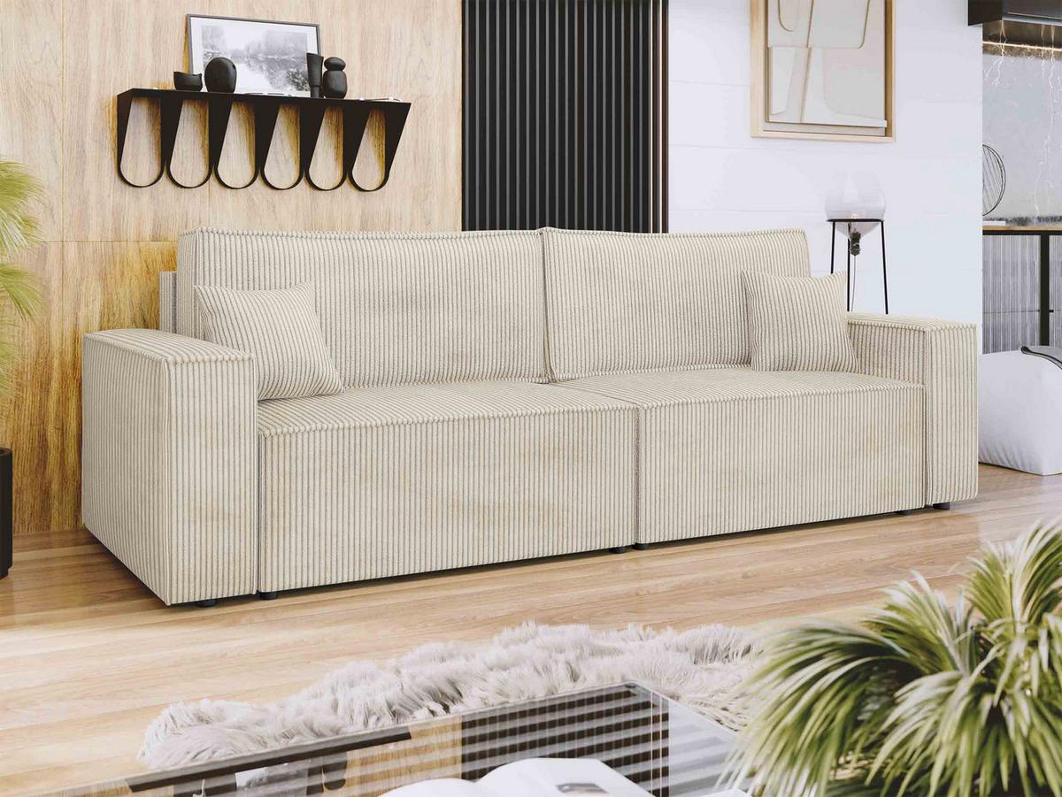 SCHLAFSOFA Karl Cord - Creme/Schwarz, Holz/Kunststoff (245/82/90cm) - MIRJAN24