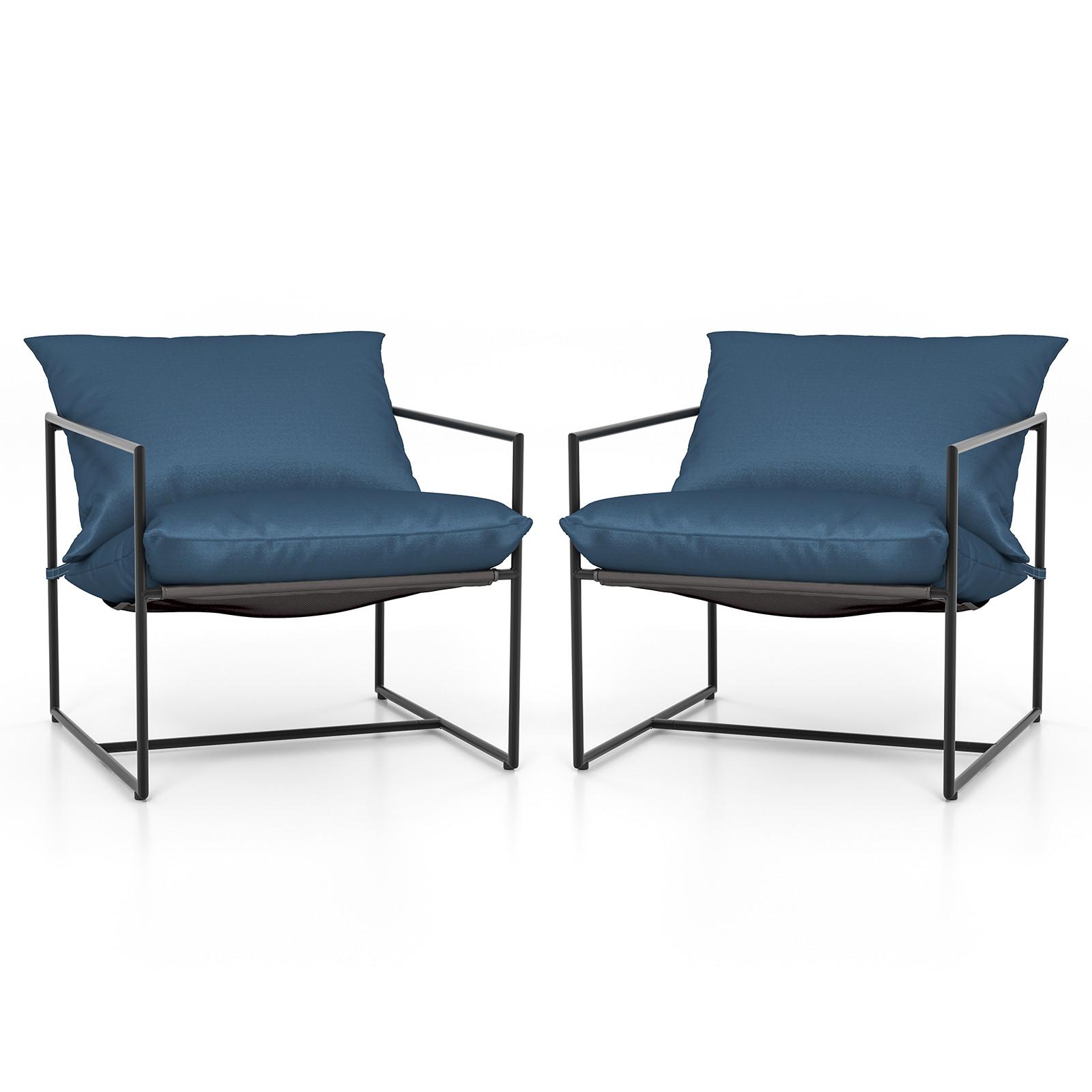 SLING-AKZENTSTÜHLE Navy(2er-Set) - Dunkelblau, Metall (71/61/71cm) - COSTWAY