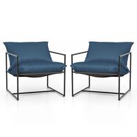 SLING-AKZENTSTÜHLE Navy(2er-Set) - Dunkelblau, Metall (71/61/71cm) - COSTWAY