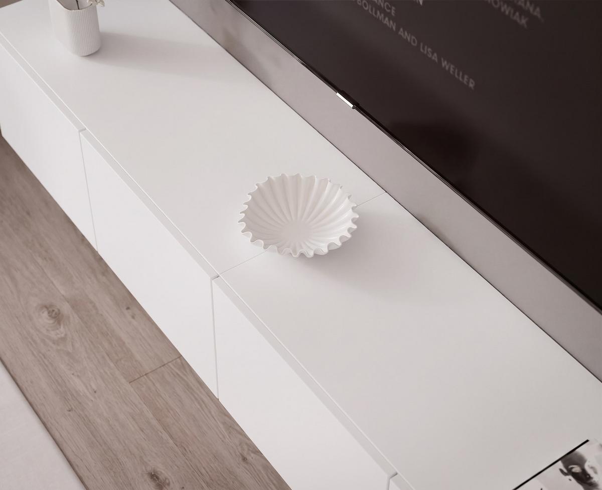 WOHNWAND ANGEL LINE I 2-teilig, mit LED-Beleuchtung, Weiß matt - Weiß, Holzwerkstoff (240/180/40cm) - Idohome