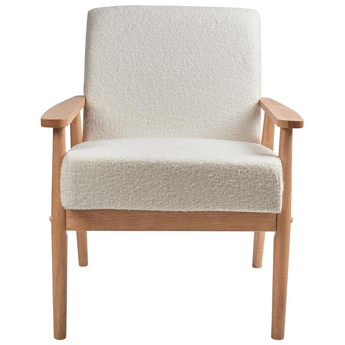 SESSEL Bouclé Hellbraun/Weiß Esrum - Weiß, Textil (62/79/80cm) - Beliani