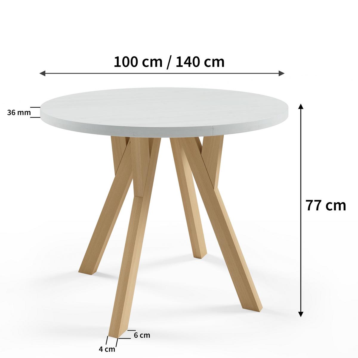 ESSTISCH FABIO Ausziehbar 100 - 140 / 100 x 77 cm - Weiß/Eiche Artisan, Holz (100/100/77cm) - MASSENO
