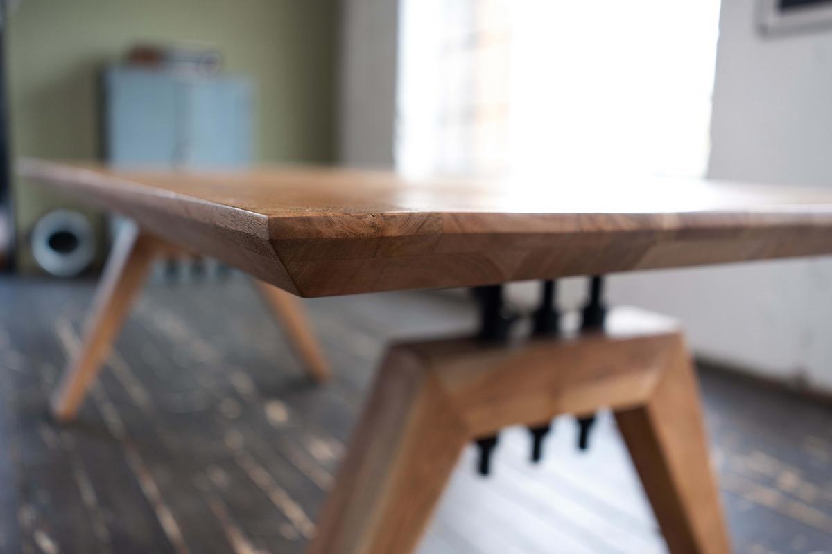 ESSTISCH MIT SCHWEIZER KANTE WOODY Braun Akazie - Schwarz/Braun, Akazienholz/Holz (100/300/78cm) - KAWOLA
