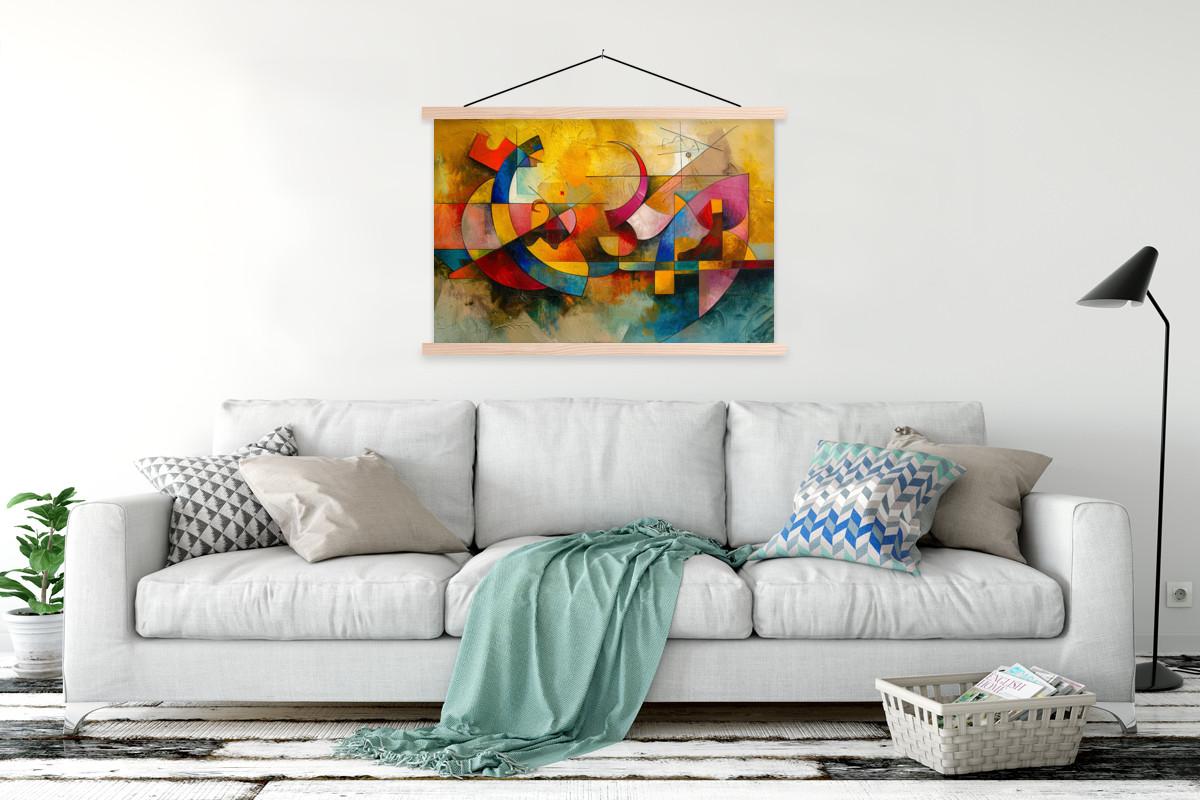 POSTER MIT MAGNETLEISTEN Kunst - Abstrakt - Modern Magnetleiste 120x80 cm - Gelb, Textil (120/80/0.15cm) - MuchoWow