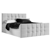 BOXBETT Ambusio 160/200 cm in Hellgrau – mit Bettkasten + TOPPER - Hellgrau/Schwarz, Holz/Holzwerkstoff (160/200cm) - AX Living
