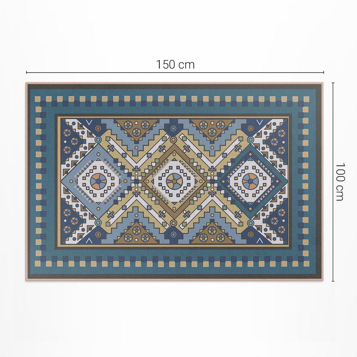 TEPPICH 100x150 cm Marokkanisches Geometrisches Muster - Dunkelblau, Kunststoff (100/150cm) - Wallfluent