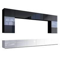 WOHNWAND Kossana 1 Modern Schwarz, Weiß 300/154/43 cm Stilvoll - Schwarz/Weiß, Holzwerkstoff/Kunststoff (300/154/43cm) - AX Living