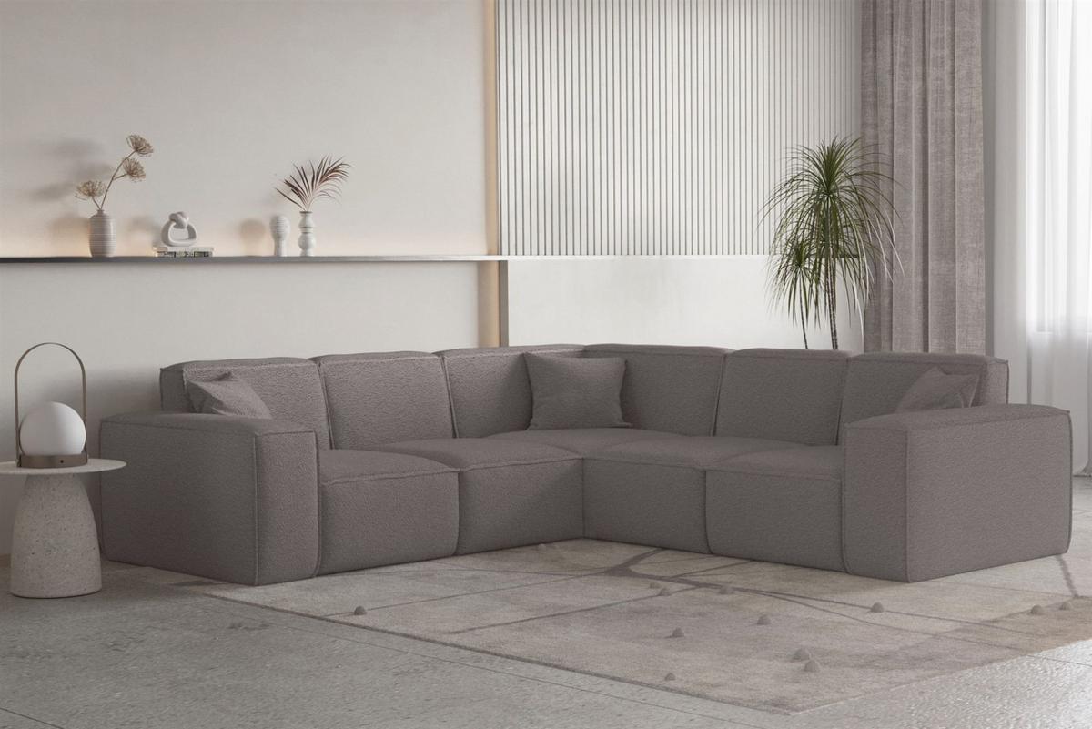 ECKSOFA Univ Celes Premium Ascot Bukla - Taupe, Holzwerkstoff/Textil (246/246cm) - Fun Möbel