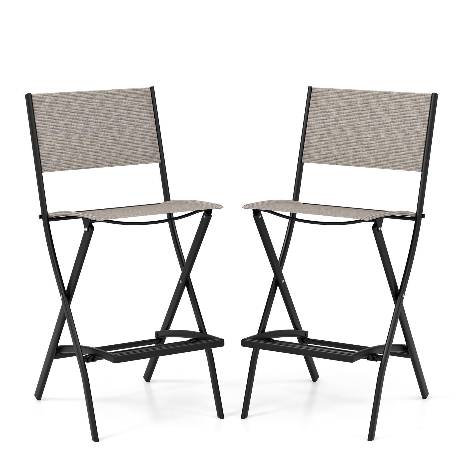 KLAPPSTÜHLE Kaffee (2er-Set) - Braun, Metall (57/102/46cm) - COSTWAY