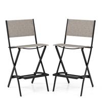 KLAPPSTÜHLE Kaffee (2er-Set) - Braun, Metall (57/102/46cm) - COSTWAY