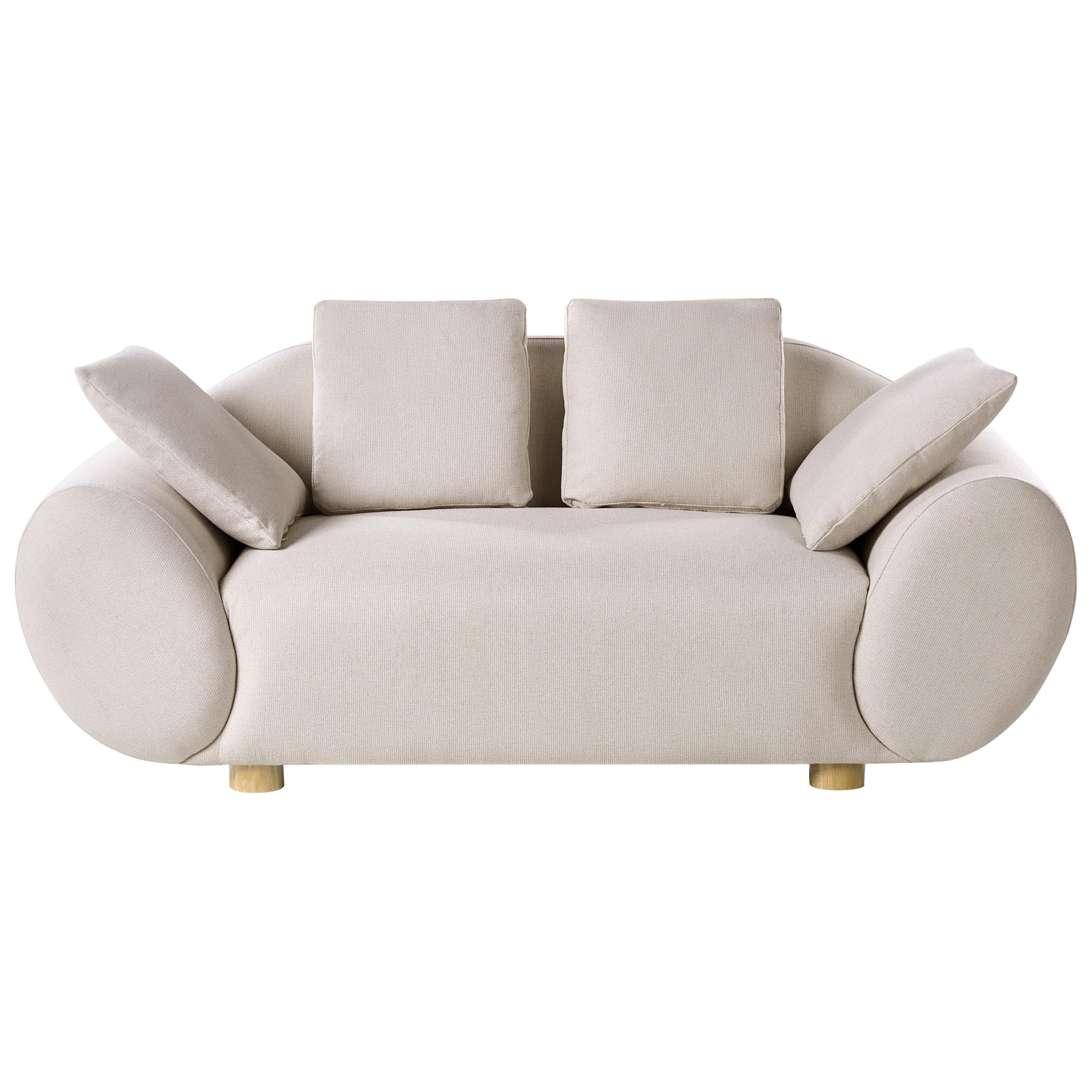 2-SITZER-SOFA Stoff Hellbeige Ringel - Beige, Textil (189/75/87cm) - Beliani