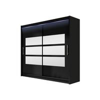 KLEIDERSCHRANK London III 180, mit RGB LED Beleuchtung - Silberfarben/Schwarz, Holzwerkstoff/Kunststoff (180/215/58cm) - MIRJAN24
