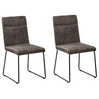 ESSZIMMERSTUHL 2er-Set Polsterbezug Grau Nevada - Grau, Textil/Metall (46/90/52cm) - Beliani