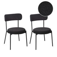ESSZIMMERSTUHL 2er-Set Bouclé Schwarz Allison - Schwarz, Textil (47/77/52cm) - Beliani