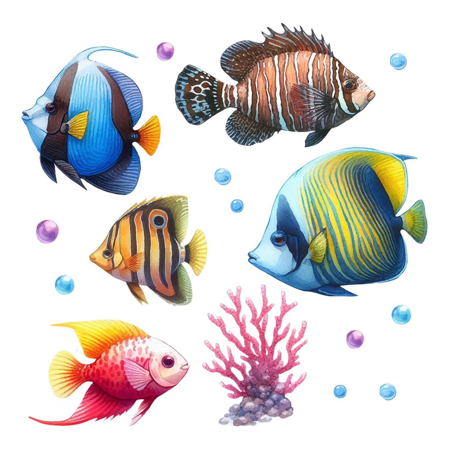 WANDAUFKLEBER 80x122cm - Unterwasserwelt der Fische - Multicolor, Kunststoff (80/122/0.1cm) - Wallfluent